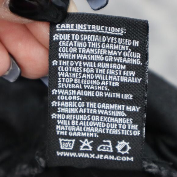 Wax Jeans Pants Womens 16 Black Distresssed High Rise Straight Cut Bottoms - Picture 4 of 16